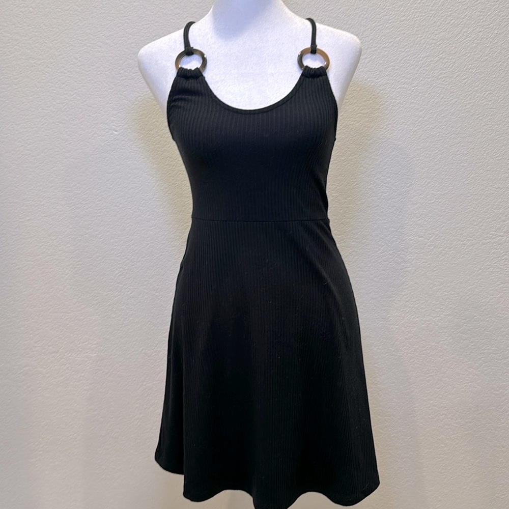 Topshop Women’s Spaghetti Strap Black Ribbed Mini Dress Size US 4